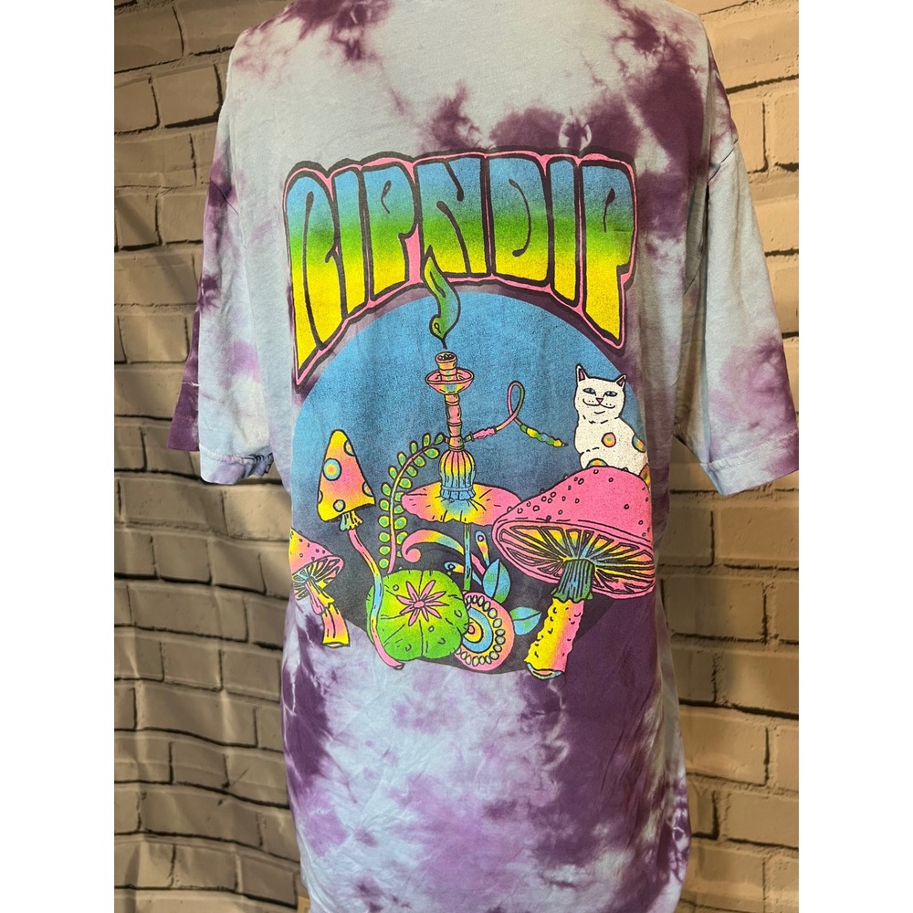 Ripndip Lord Nermal Mushroom Tie Dye Pocket T-Shirt Purple Blue Mens Small